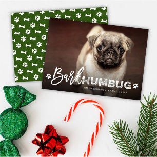 Bark Humbug Typography Hund älskare Photo Funny Pe Julkort