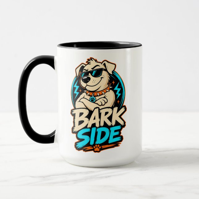 Bark Side Hund PNG, Rolig Hund Sublimering Design, Mugg (Vänster)
