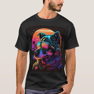 Bark till Framtiden: 80-talets Hund-grafik för syn T Shirt