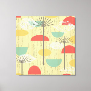 Barkcloth Abstrakt Flowers Canvastryck