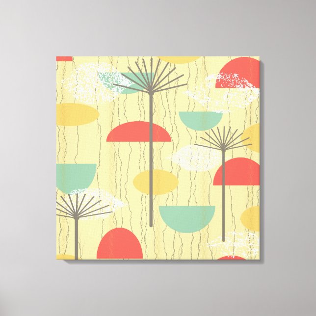 Barkcloth Abstrakt Flowers Canvastryck (Framsida)