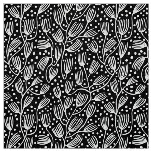 Barkcloth Stil Mönster - White on Black Tyg