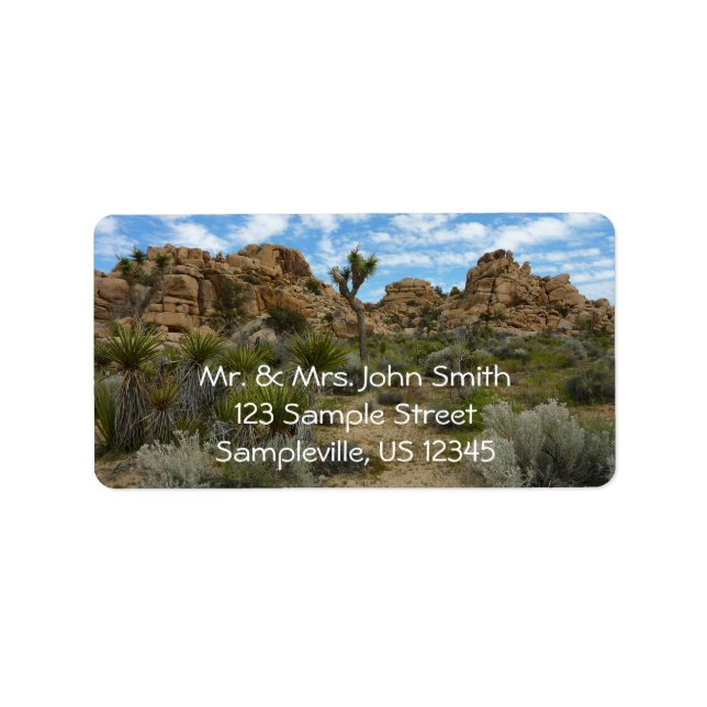 Barker Dam Loop Trail vid Joshua Träd nationalpark Adressetikett (Framsidan)