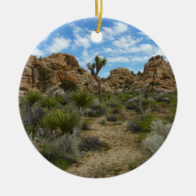 Barker Dam Loop Trail vid Joshua Tree National Par Julgransprydnad Keramik (Framsidan)