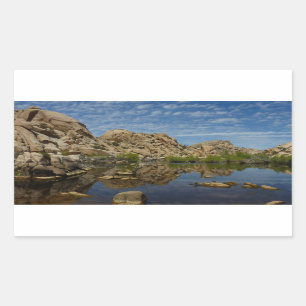 Barker Dam Reflection at Joshua Träd I Rektangulärt Klistermärke