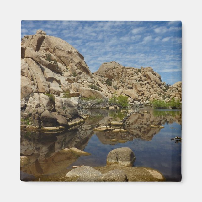 Barker Dam-reflektion vid Joshua Tree I Magnet (Framsidan)