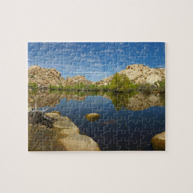 Barker Dam-reflektion vid Joshua Tree II Pussel (Horisontell)