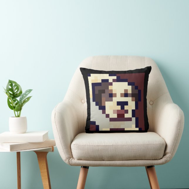 Barking dog. Pixel Art, pixelart Kudde (Stol)