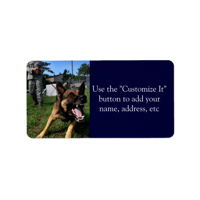Barking German Shepherd Adressetikett (Framsidan)