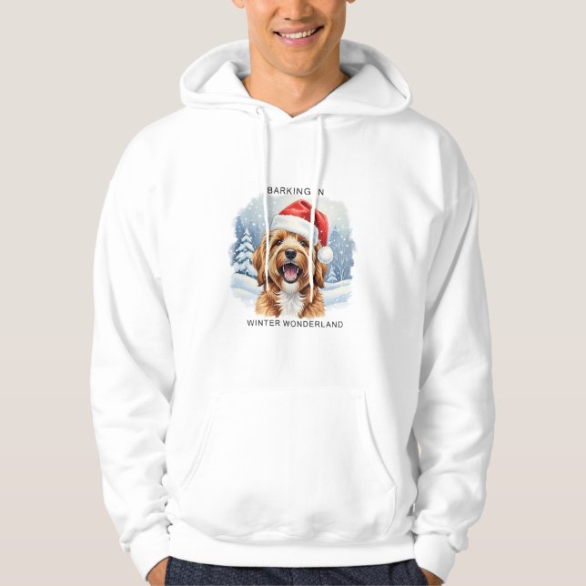 Barking in a Winter Wonderland Dog Christmas  Hoodie (Framsida)