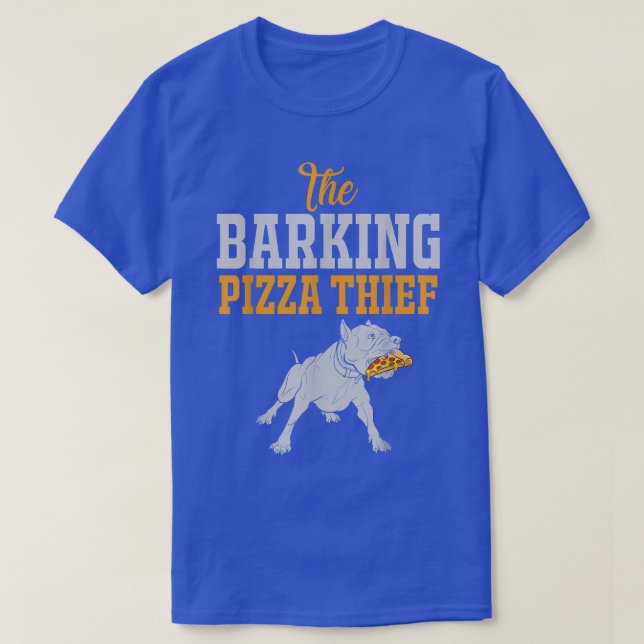 Barking Pizza Thief Rolig hund Stealing Pizza S T Shirt (Design framsida)