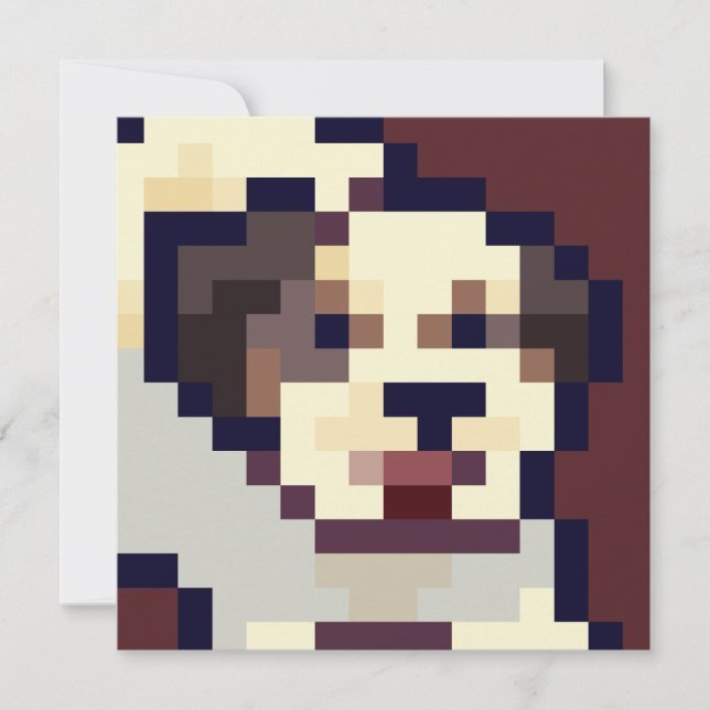 Barking puppy pixel art card (Framsida)