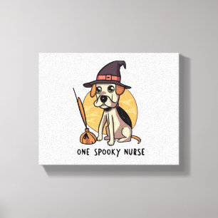 Barks and Bandages One Spooky Nurse Hund design Canvastryck
