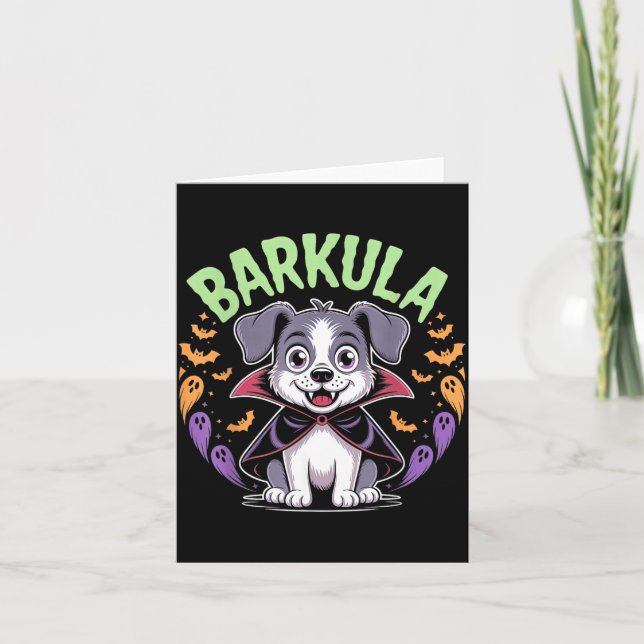 Barkula söt hund Halloween-vampyr Kort (Framsida)
