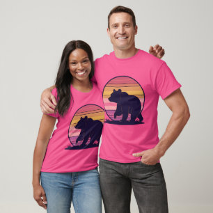 Barly Aake - Lönsam Retro Bear Sunset Design T Shirt