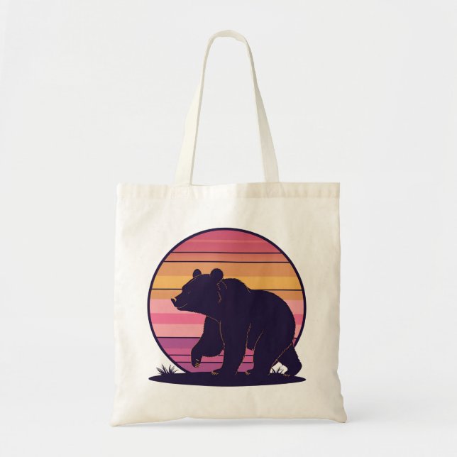 Barly Aake - Lustigt Retro Bear Sunset Tygkasse (Framsidan)
