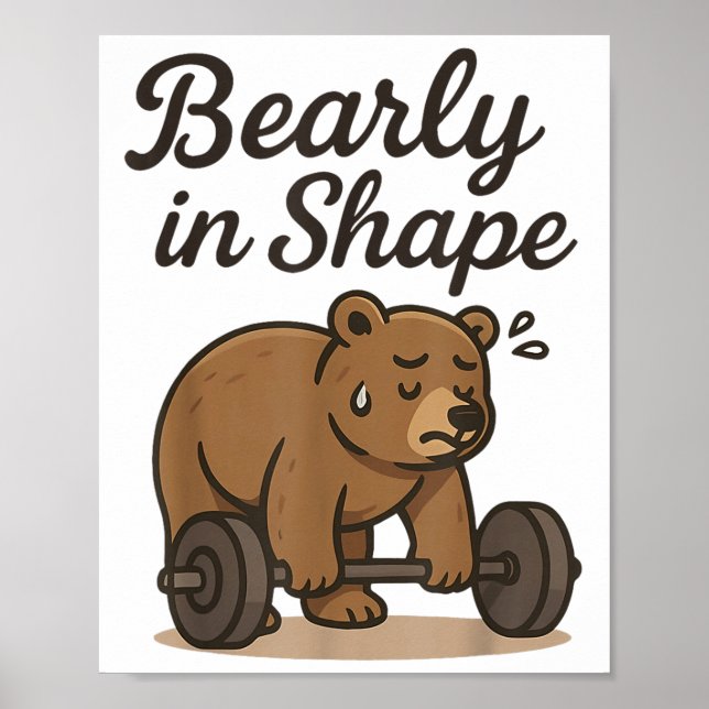 Barly Is Shape - Weightlift Bear Workout Gym L Poster (Framsidan)