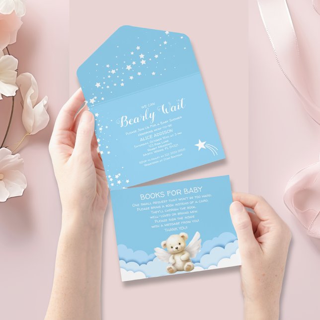 Barly Wait Angel Nalle Blue Baby Shower (Skapare uppladdad)