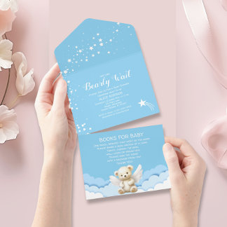 Barly Wait Angel Nalle Blue Baby Shower