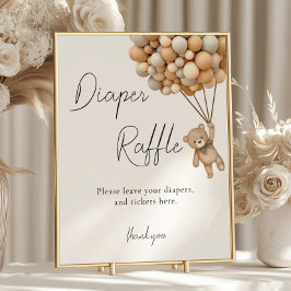 Barly Wait Baby Shower Diaper Raffle Sign Poster