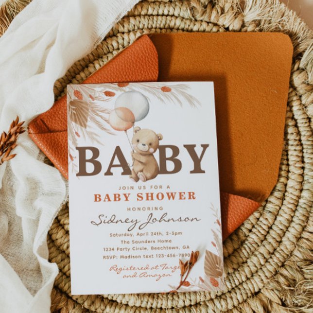 Barly Wait Baby Shower-inbjudan | Björnstövel Inbjudningar (Skapare uppladdad)