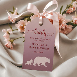 Barly Wait Baby Shower Märkre Girl Rosa Woodland Presentetikett