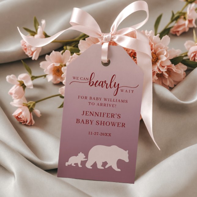 Barly Wait Baby Shower Märkre Girl Rosa Woodland Presentetikett (Skapare uppladdad)