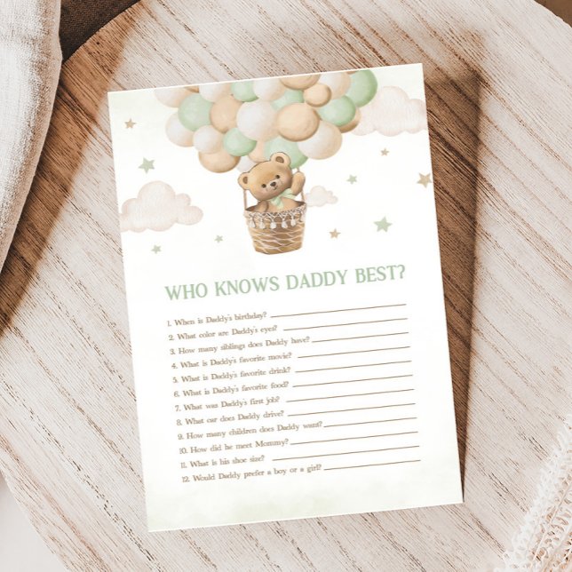 Barly Wait Baby Shower som känner pappa Best Game (Bearly Wait Bear Baby Shower Game)