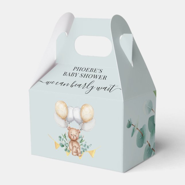 Barly Wait Baby Shower Woodland Bear Animal Favant Presentaskar (Framsidan Sidan)