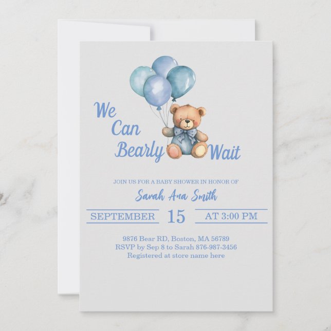 Barly Wait Balloons Baby Shower-inbjudan Inbjudningar (Framsida)