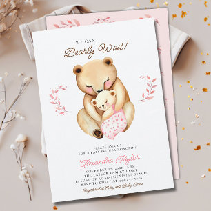 Barly Wait Bear Unge Woodland Flicka Shower Inbjudningar