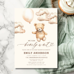 Barly Wait Beige Gender Neutral Baby Shower Inbjudningar