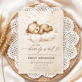 Barly Wait Beige Gender Neutral Baby Shower Inbjudningar