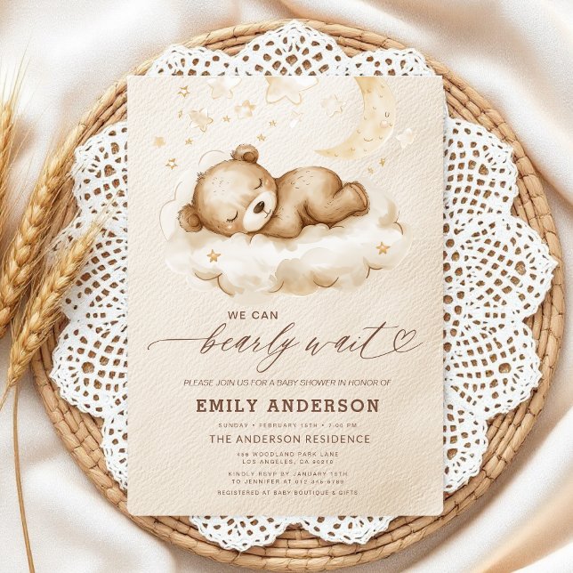 Barly Wait Beige Gender Neutral Baby Shower Inbjudningar (Skapare uppladdad)