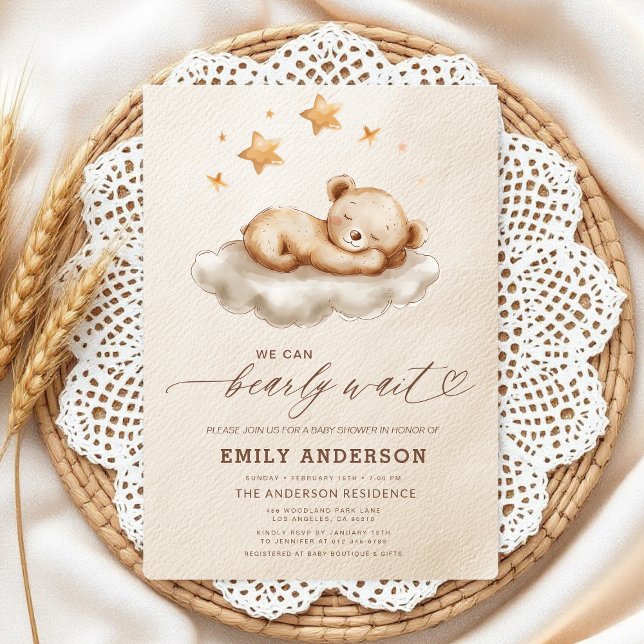 Barly Wait Beige Gender Neutral Baby Shower Inbjudningar (Skapare uppladdad)