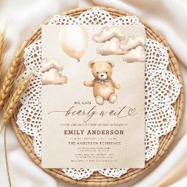 Barly Wait Beige Gender Neutral Baby Shower Inbjudningar