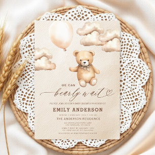 Barly Wait Beige Gender Neutral Baby Shower Inbjudningar