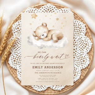 Barly Wait Beige Gender Neutral Baby Shower Inbjudningar