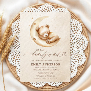 Barly Wait Beige Gender Neutral Baby Shower Inbjudningar