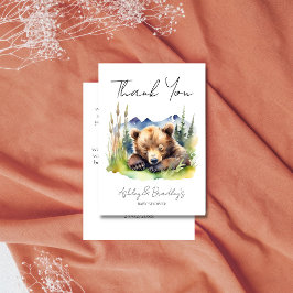 Barly wait björn unge äventyr väntar på babydusch tack kort