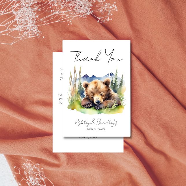Barly wait björn unge äventyr väntar på babydusch tack kort (Bearly wait bear cub adventure awaits baby shower thank you card baby shower thank you card cute)