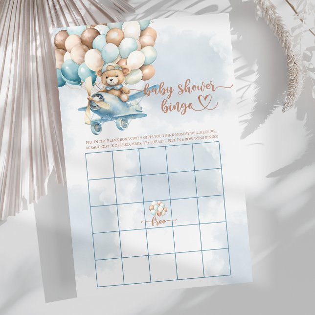 Barly Wait Blue Ballower Shower Bingo Game (Bearly Wait Blue Balloons Baby Shower Bingo Game, fun baby shower games,)