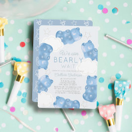Barly Wait Blue Gummy Bear Boy Shower Inbjudningar