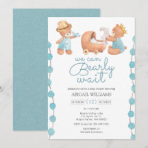 Barly Wait Blue Nalle Baby Shower