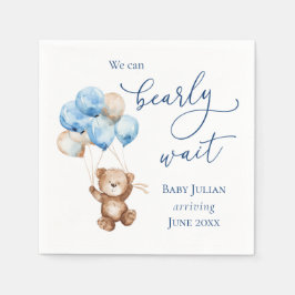 Barly Wait Blue Nalle Baby Shower Pappersservett