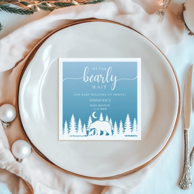 Barly Wait Blue Woodland Baby Napkins Pappersservett (Skapare uppladdad)