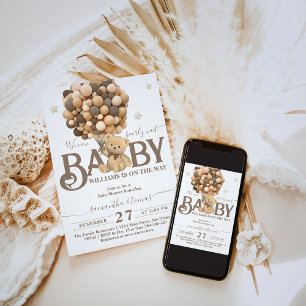 Barly Wait Boho Balloon Neutralt Baby Shower Inbjudningar