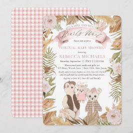 Barly Wait Boho Bear Family Virtuell Baby Shower I Inbjudningar