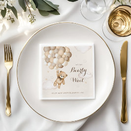 Barly Wait Brown Bear Balloon Baby Shower Pappersservett