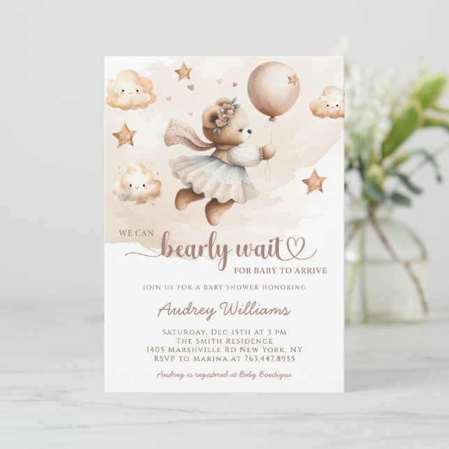 Barly Wait Cute Girl Baby Shower Inbjudningar (Stående Fram)